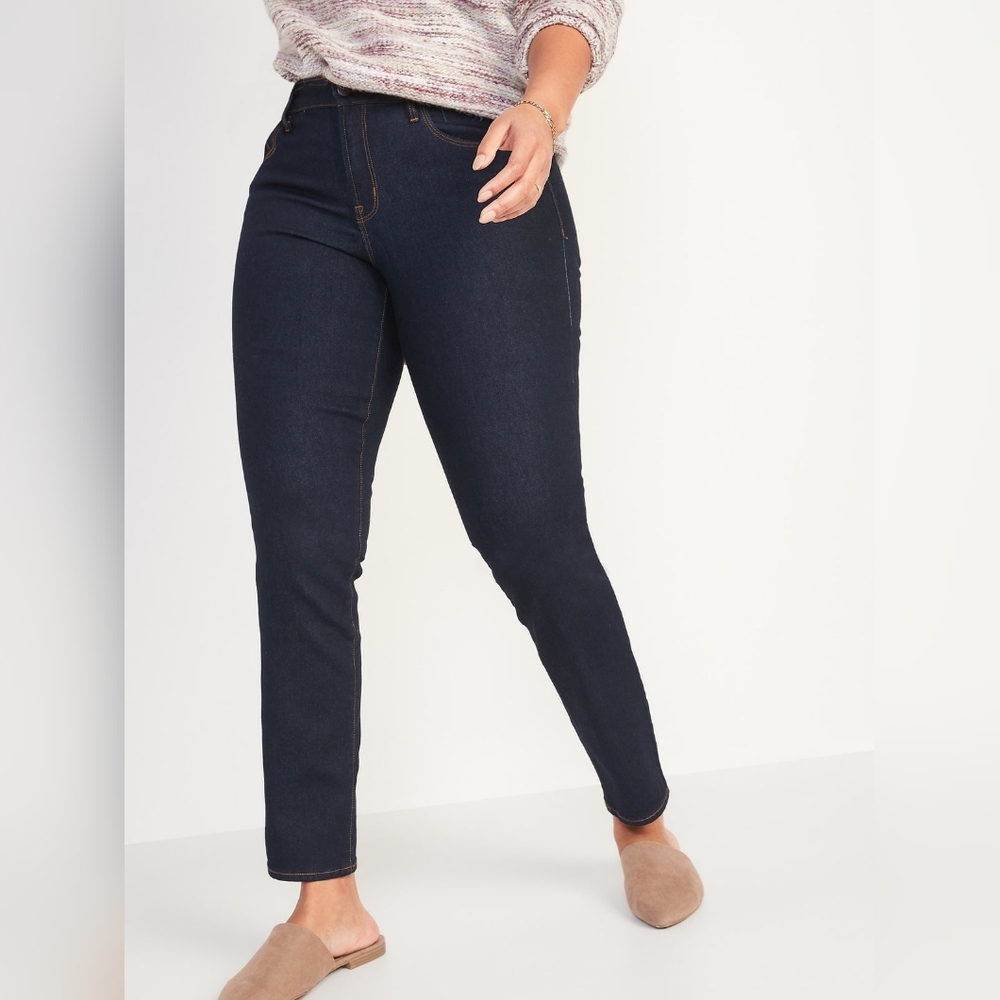 Old Navy Plus Size Jeans Mid-Rise Power Slim Straight Jeans 18 SHORT